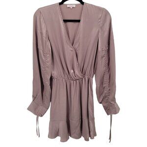 Parker womens size XS mauve pink faux wrap long sleeve silk Dress